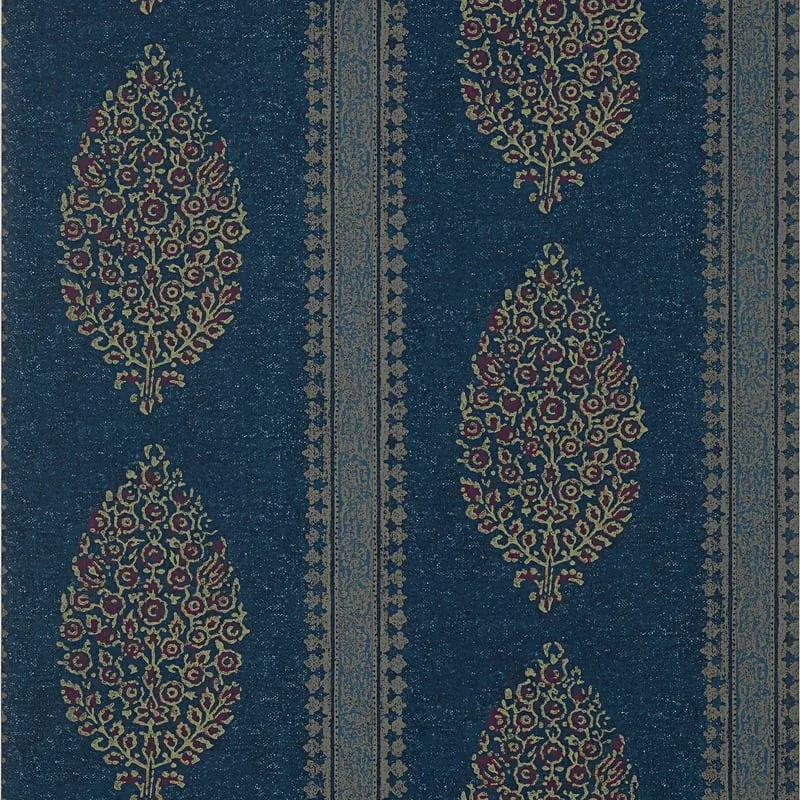 Chappana Navy and Red Thibaut wallpaper by Wallpaper Twins