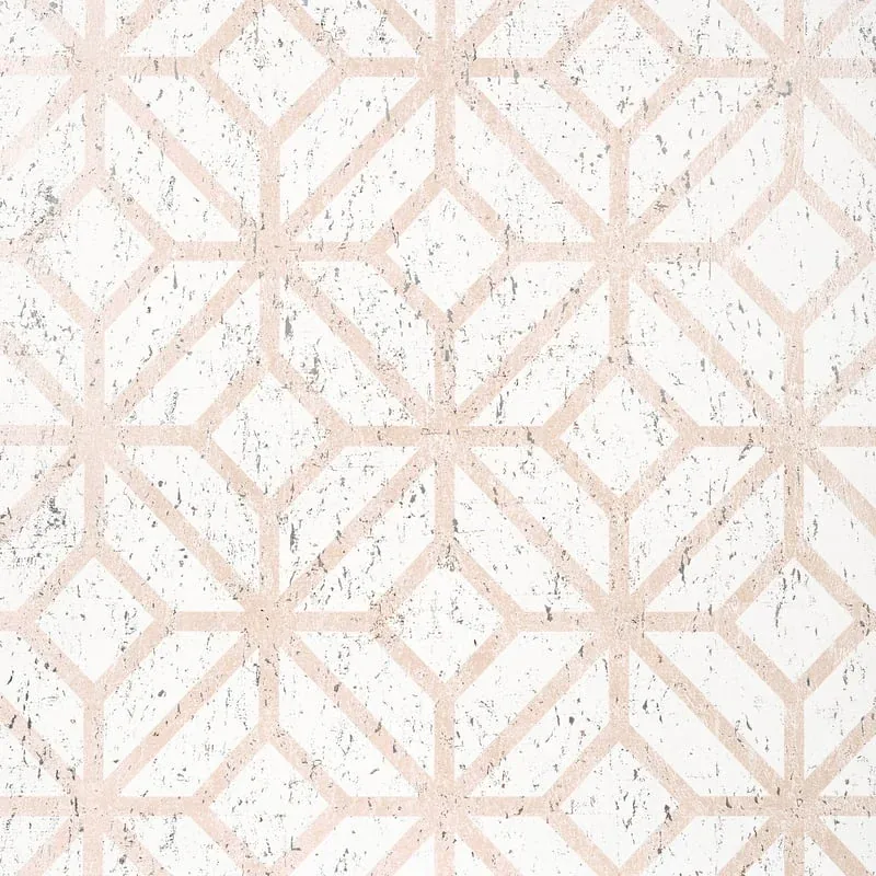 Mamora Trellis Cork White on Metallic Blush Thibaut wallpaper by Wallpaper Twins