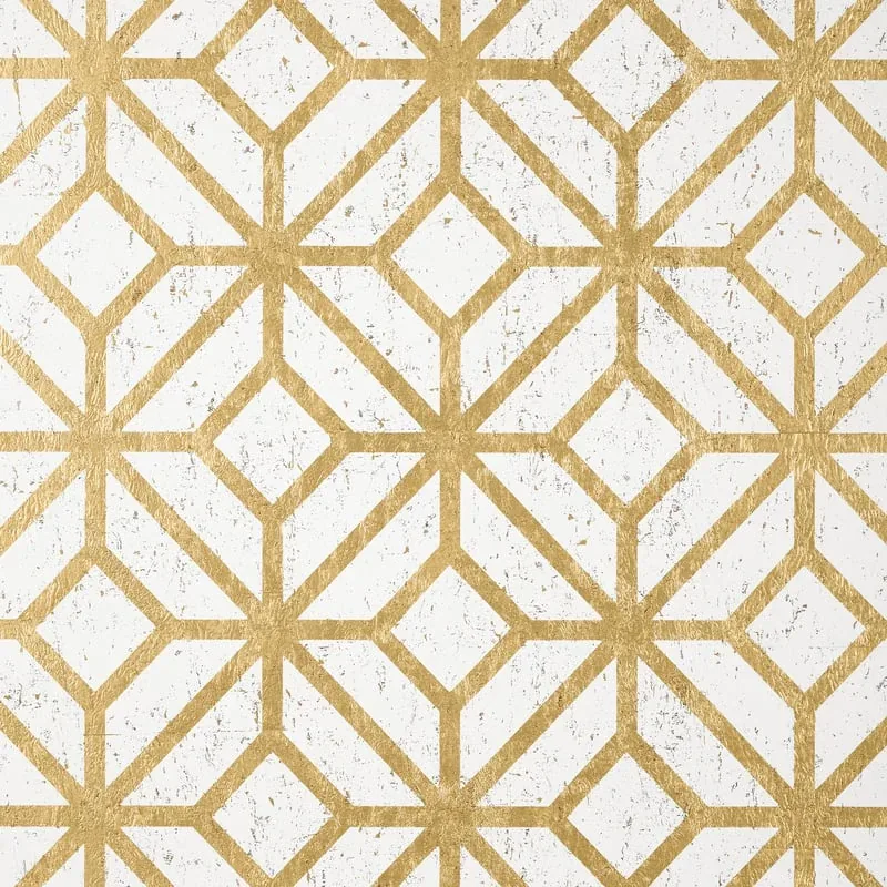 Mamora Trellis Cork White on Metallic Gold Thibaut wallpaper by Wallpaper Twins