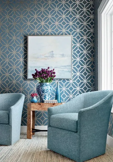 T10415 | Mamora Trellis Cork - Mineral on Metallic Pewter room view