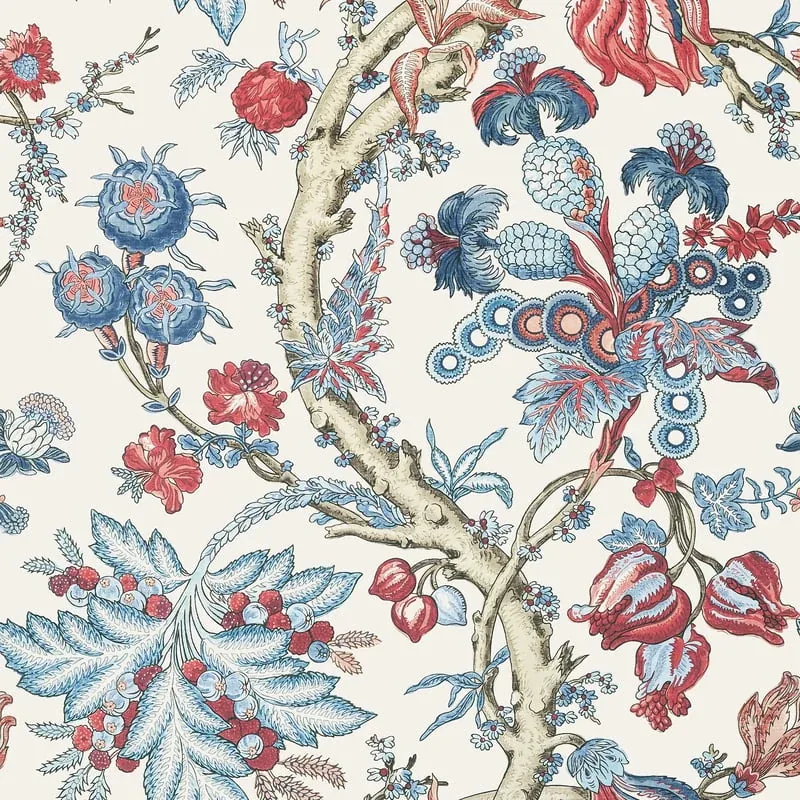 Chatelain Blue and Red Thibaut wallpaper by Wallpaper Twins