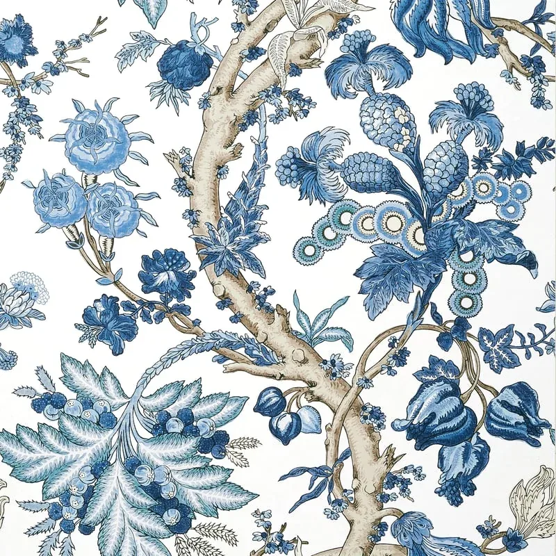 Chatelain Blue and White Thibaut wallpaper by Wallpaper Twins