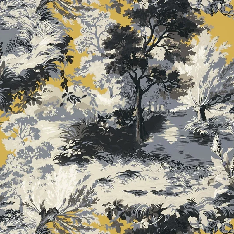 Lincoln Toile Yellow and Grey Thibaut wallpaper by Wallpaper Twins