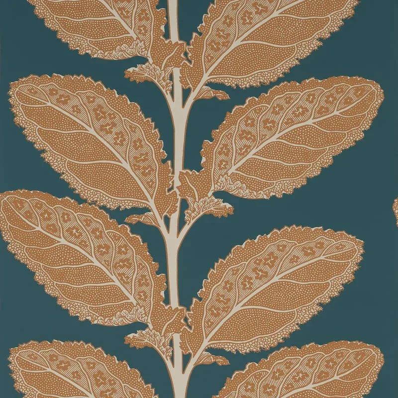 Lacinato Ochre and Mineral Thibaut wallpaper by Wallpaper Twins