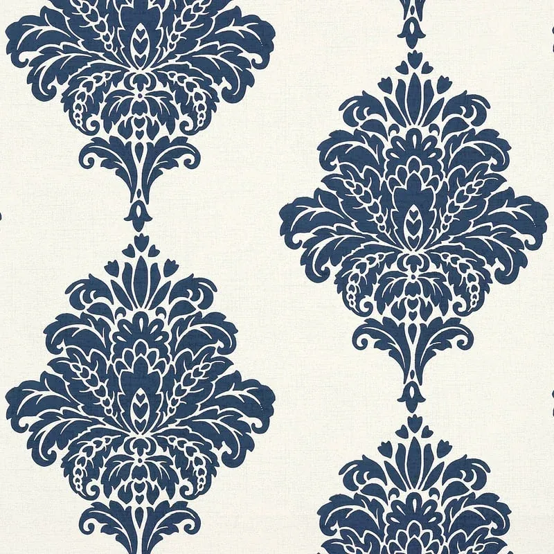 Arturo Damask Navy Thibaut wallpaper by Wallpaper Twins