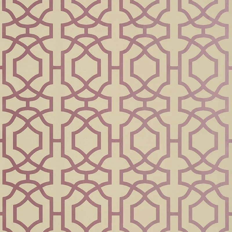 Alston Trellis Metallic Plum on Beige Thibaut wallpaper by Wallpaper Twins