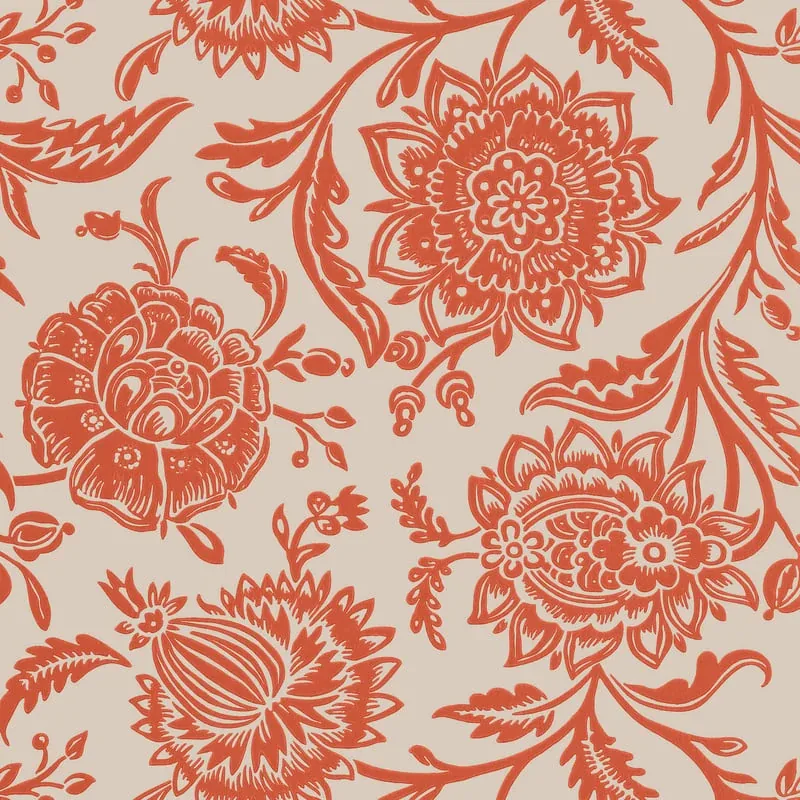 Rivera Coral on Flax Thibaut wallpaper by Wallpaper Twins