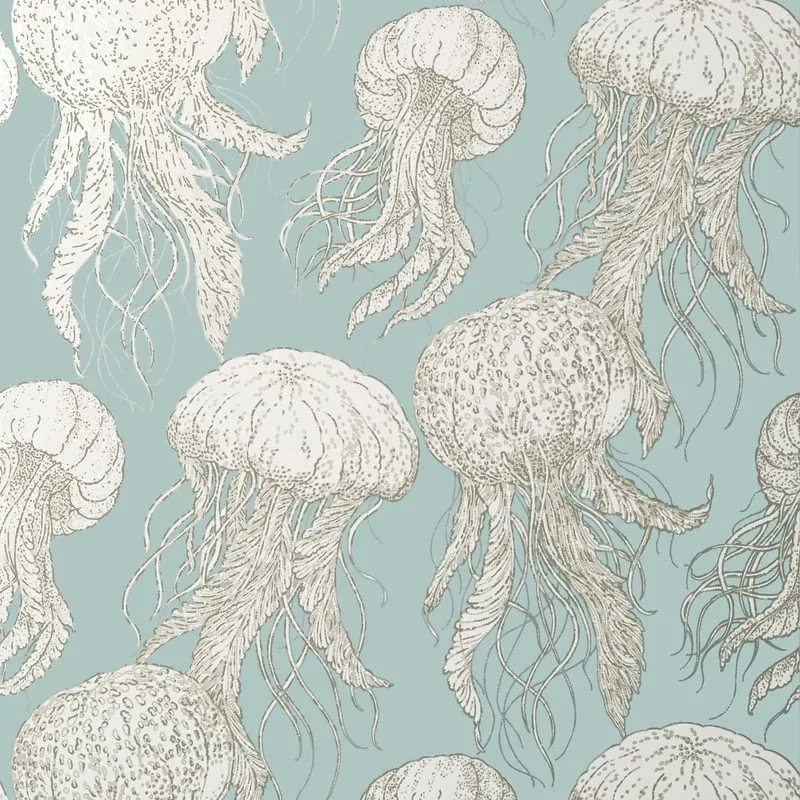 Jelly Fish Bloom Aqua Thibaut wallpaper by Wallpaper Twins