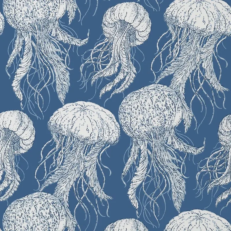 Jelly Fish Bloom Navy Thibaut wallpaper by Wallpaper Twins