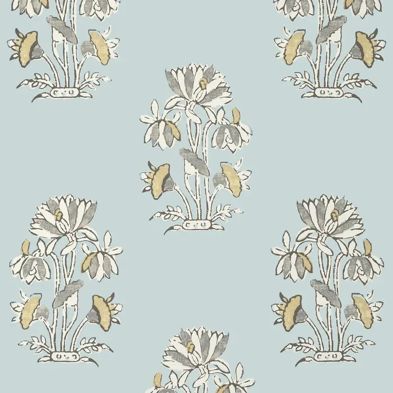 Lily Flower Spa Blue Thibaut wallpaper by Wallpaper Twins