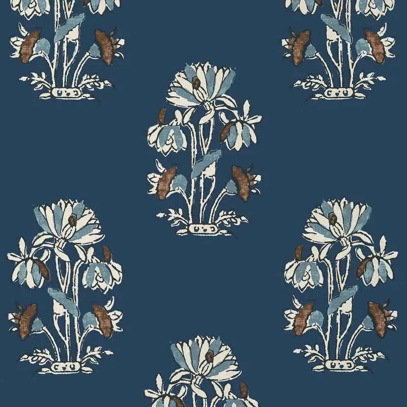 Lily Flower Navy Thibaut wallpaper by Wallpaper Twins