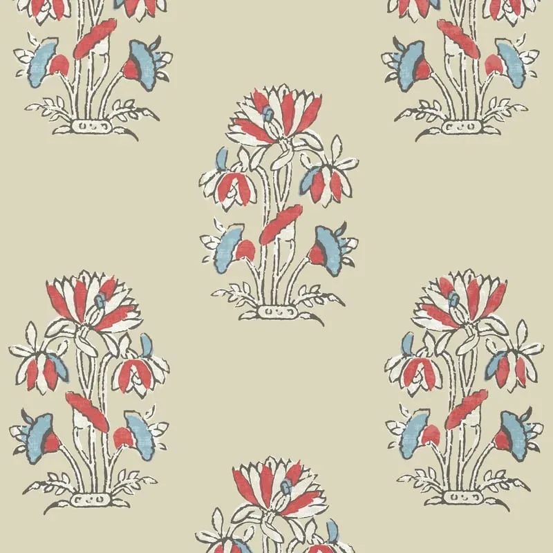 Lily Flower Beige and Sunbaked Thibaut wallpaper by Wallpaper Twins