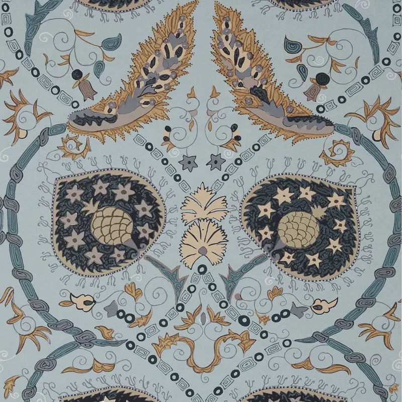 Lewis Mineral Blue Thibaut wallpaper by Wallpaper Twins
