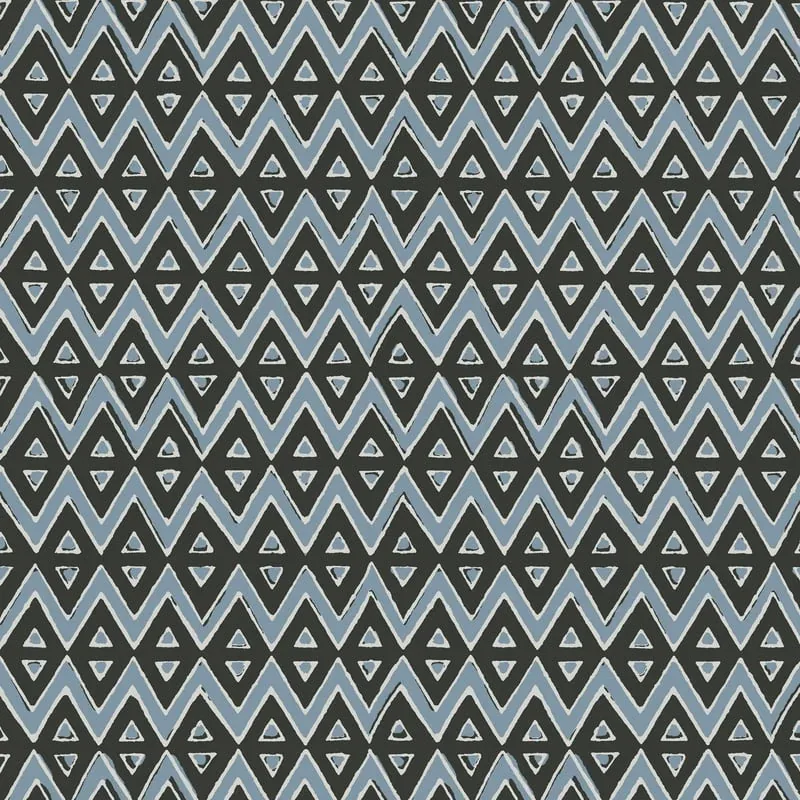 Tiburon Black and Mineral Blue Thibaut wallpaper by Wallpaper Twins