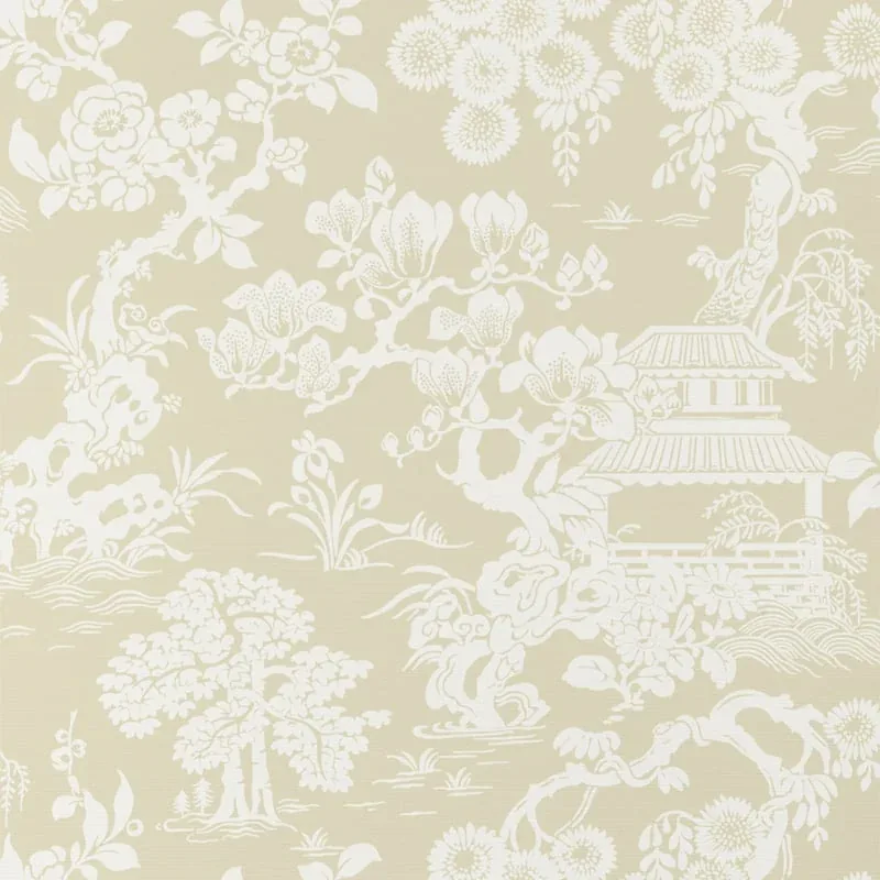 Japanese Garden Beige Thibaut wallpaper by Wallpaper Twins