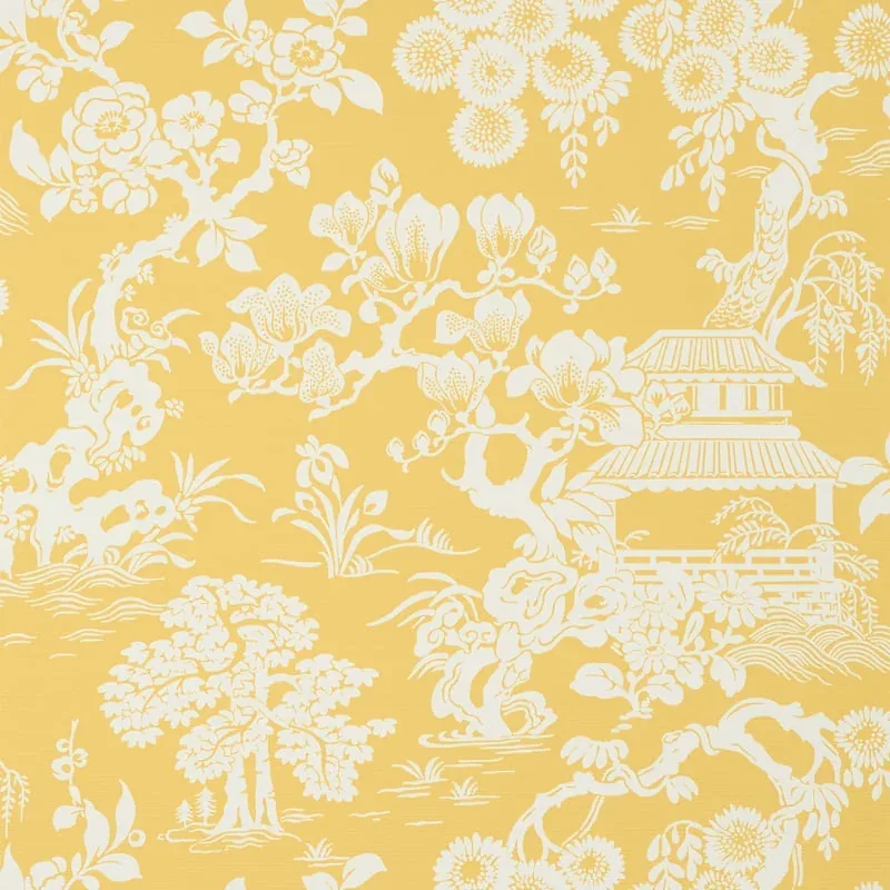 Japanese Garden Yellow Thibaut wallpaper by Wallpaper Twins