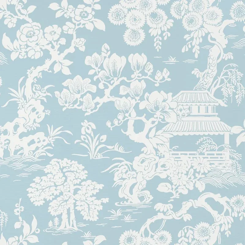 Japanese Garden Spa Blue Thibaut wallpaper by Wallpaper Twins