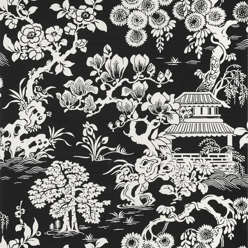Japanese Garden Black Thibaut wallpaper by Wallpaper Twins