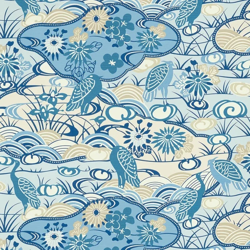 Heron Stream Blue Thibaut wallpaper by Wallpaper Twins