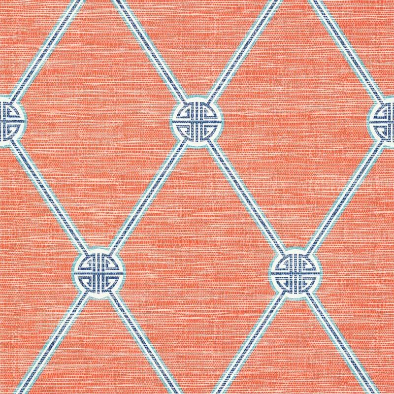 Turnberry Trellis Coral Thibaut wallpaper by Wallpaper Twins