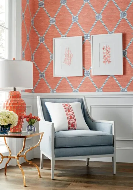 T13353 | Turnberry Trellis - Coral room view