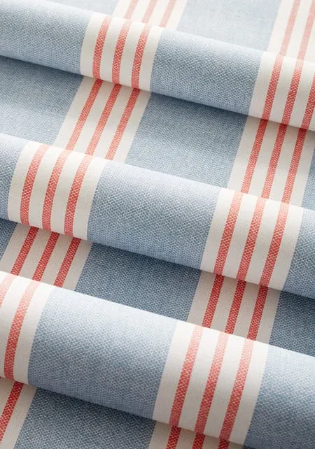 Canvas Stripe Blue and Coral Thibaut wallpaper by Wallpaper Twins