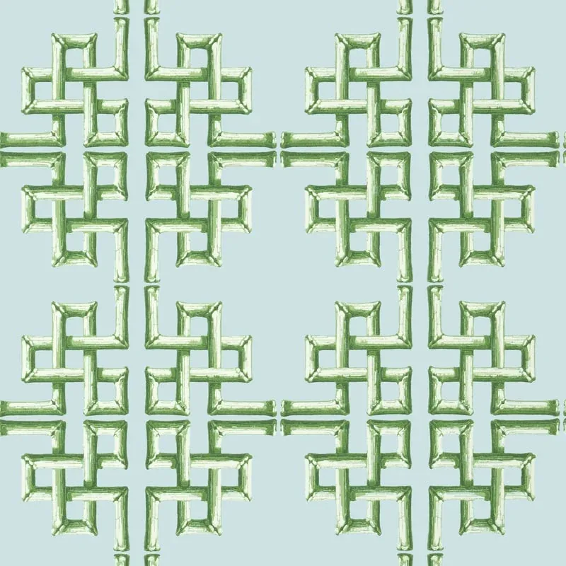 Boca Bamboo Green and Blue Thibaut wallpaper by Wallpaper Twins