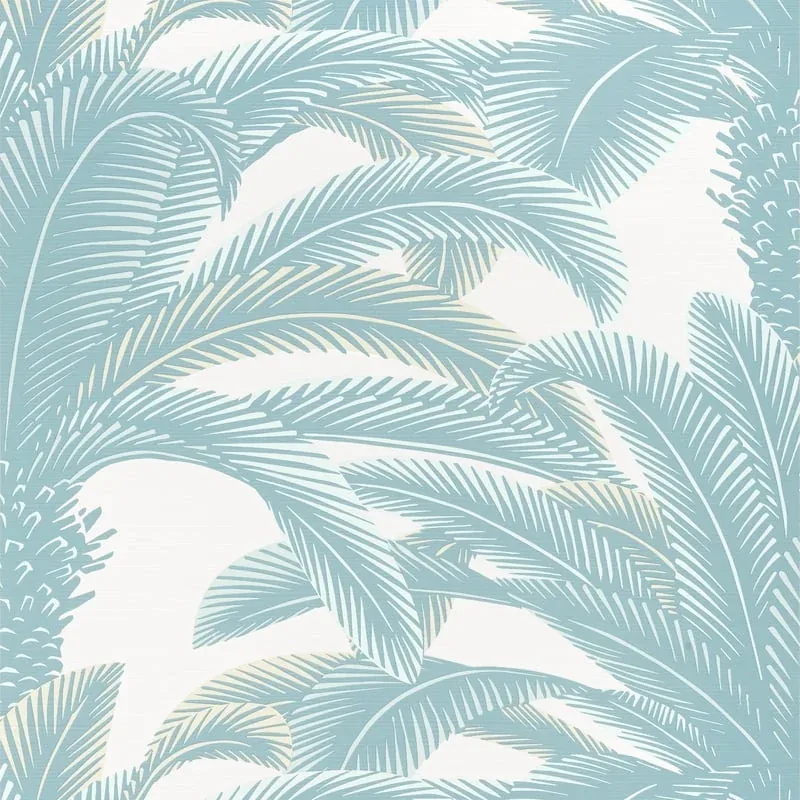 Queen Palm Spa Blue Thibaut wallpaper by Wallpaper Twins