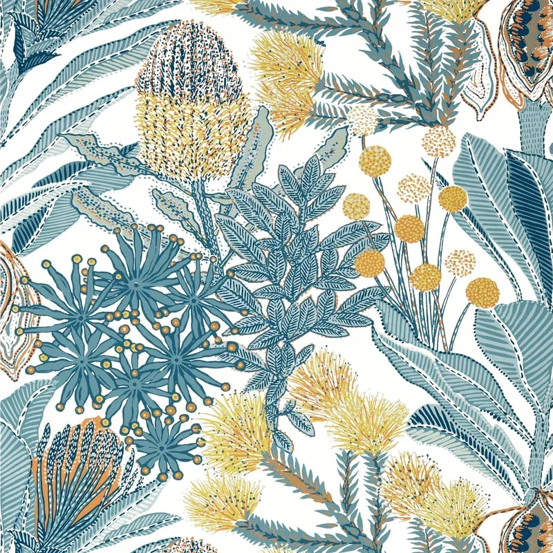 Protea Blue Thibaut wallpaper by Wallpaper Twins