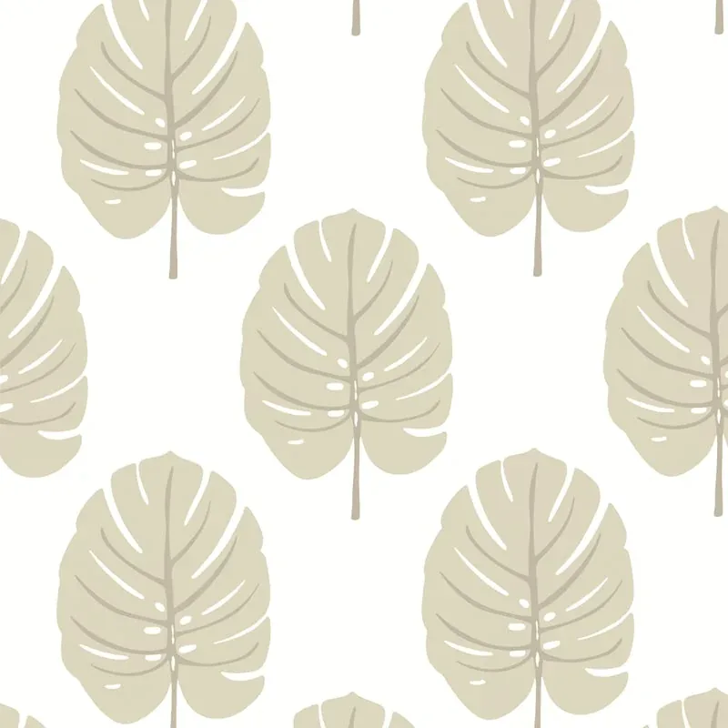Monstera Beige Thibaut wallpaper by Wallpaper Twins