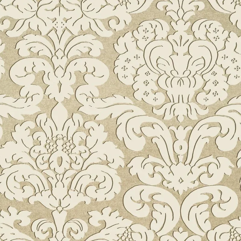 Trelawney Damask Beige Thibaut wallpaper by Wallpaper Twins