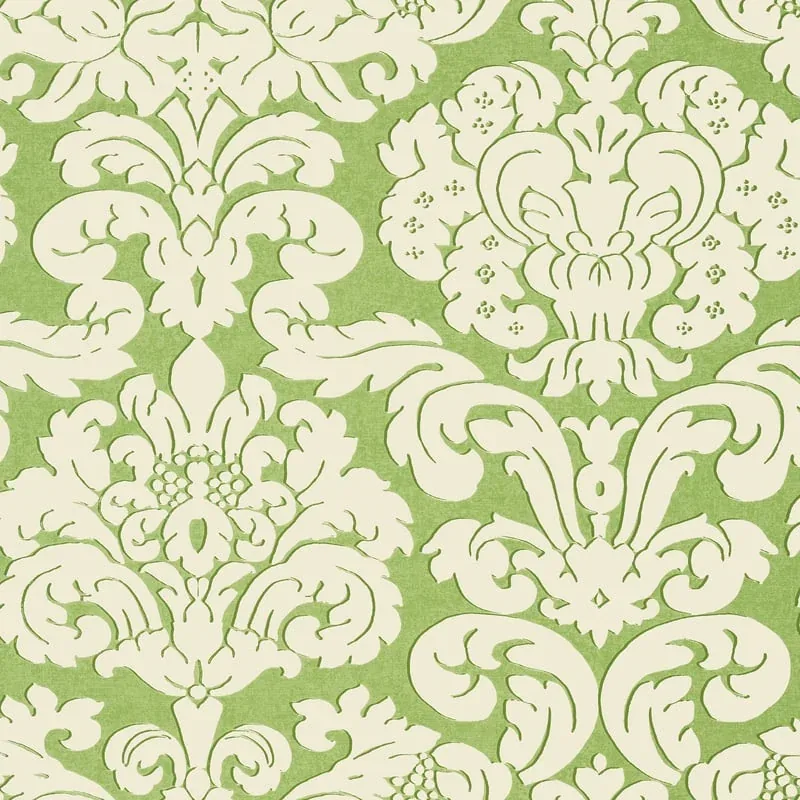 Trelawney Damask Green Thibaut wallpaper by Wallpaper Twins