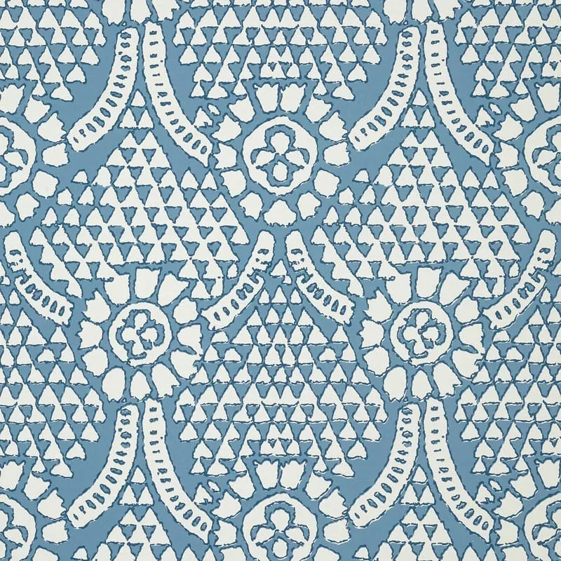 Chamomile Blue and White Thibaut wallpaper by Wallpaper Twins