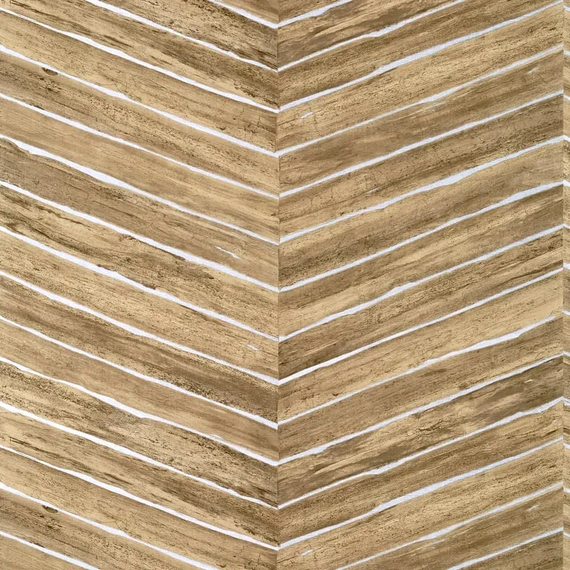 Wood Herringbone Natural on Metallic Silver Thibaut wallpaper by Wallpaper Twins