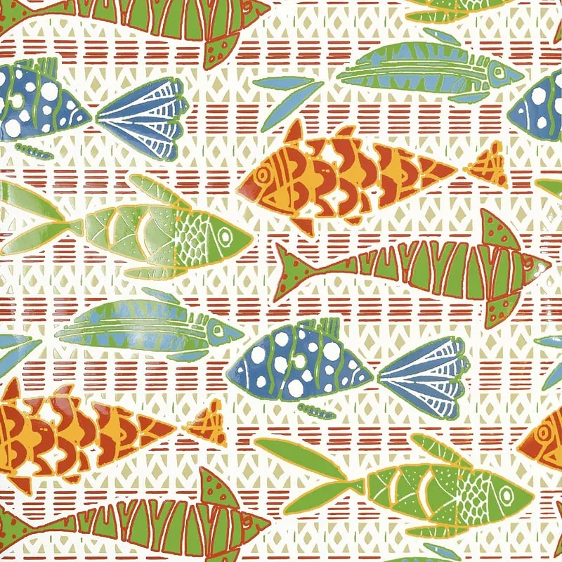 T15869 | Batik Fish - Coral and Blue