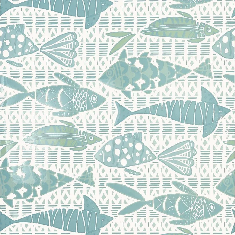 T15871 | Batik Fish - Spa Blue