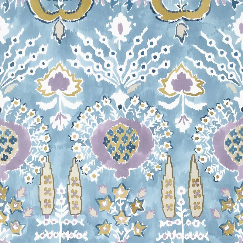 Mendoza Suzani French Blue and Lavender Thibaut wallpaper by Wallpaper Twins
