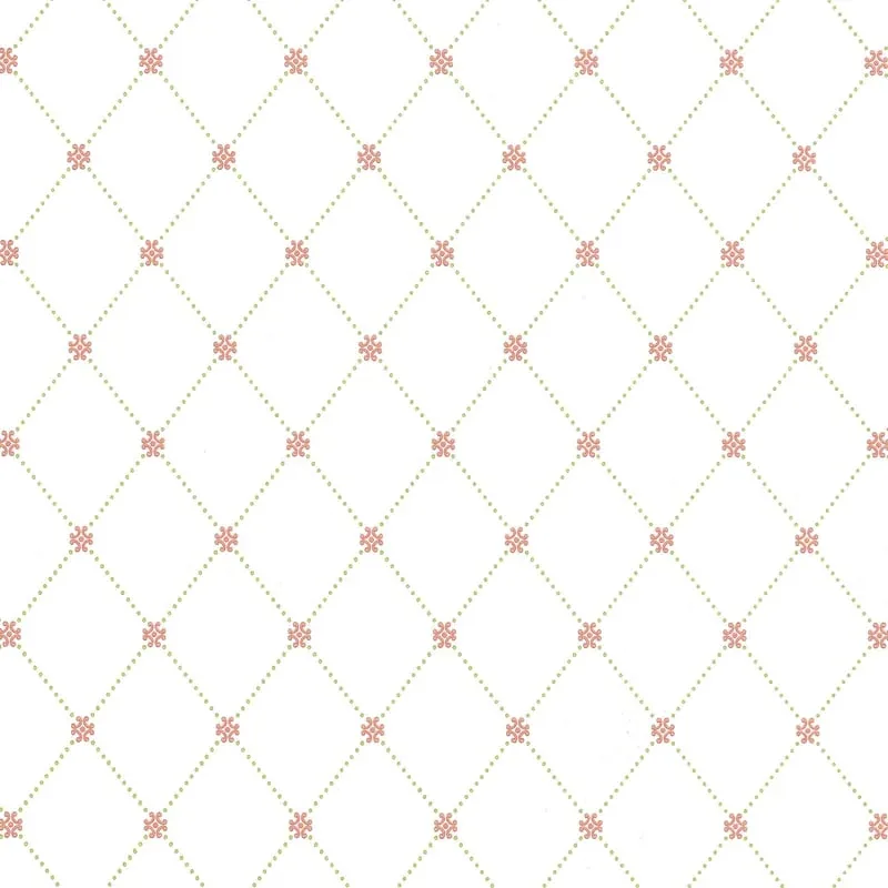 Wilton Trellis Pink and Green Thibaut wallpaper by Wallpaper Twins