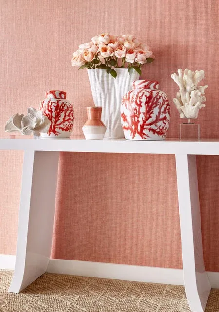 T24107 | Straw Jute - Coral room view
