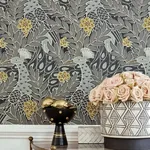 Desmond Black and Charcoal Thibaut wallpaper by Wallpaper Twins
