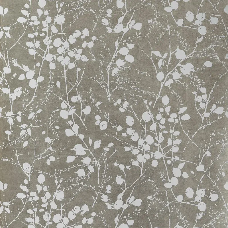 Katamari Bud Pewter and White Thibaut wallpaper by Wallpaper Twins