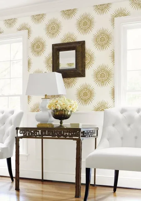 T35143 | Bahia - Metallic Gold on Cream room view