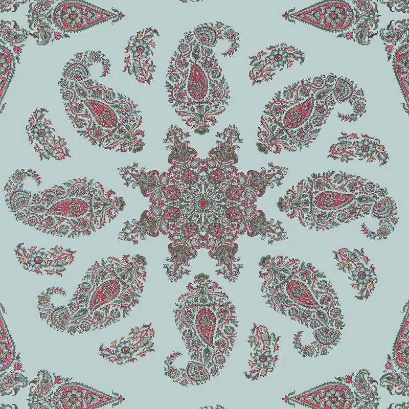 East India Raspberry and Teal Thibaut wallpaper by Wallpaper Twins