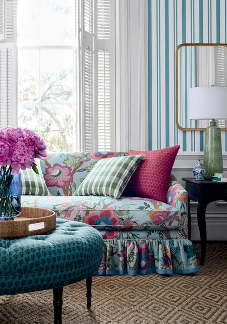 T36457 | Maggie Stripe - Teal room view