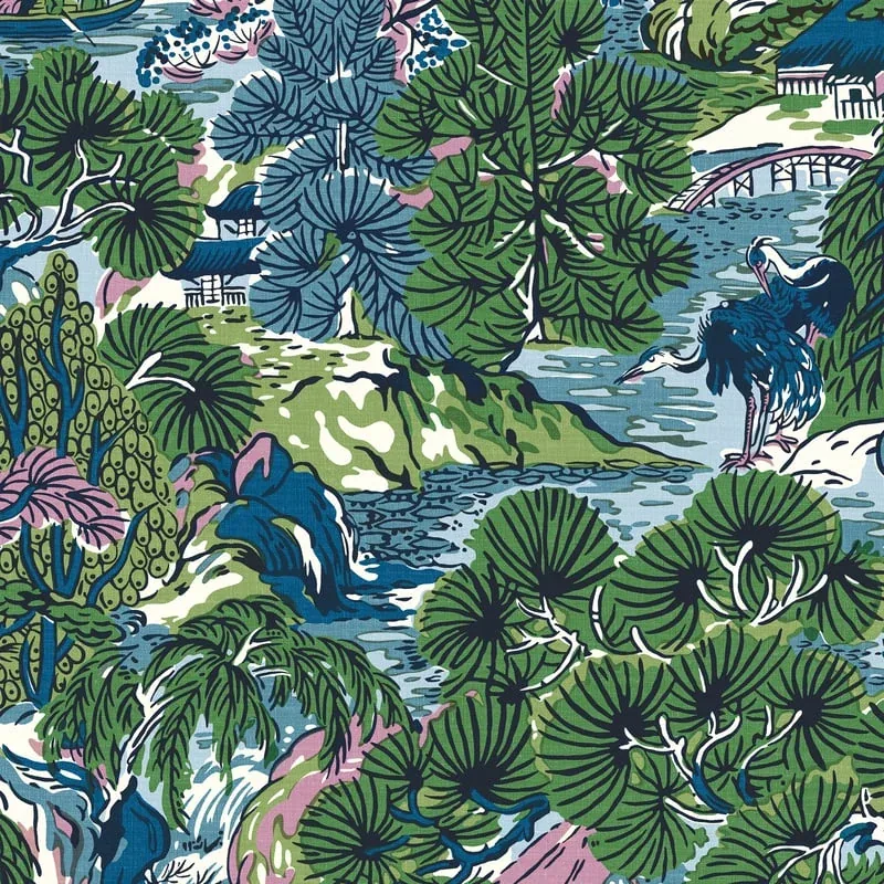Pagoda Trees Lavender and Blue Thibaut wallpaper by Wallpaper Twins