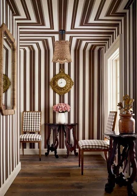 T44049 | Norfolk Stripe - Chocolate Brown room view