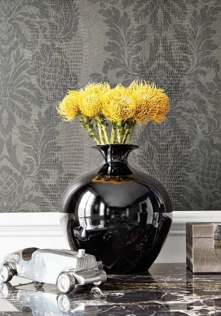 French Quarter Damask Charcoal Thibaut wallpaper by Wallpaper Twins