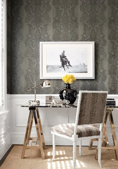 French Quarter Damask Charcoal Thibaut wallpaper by Wallpaper Twins
