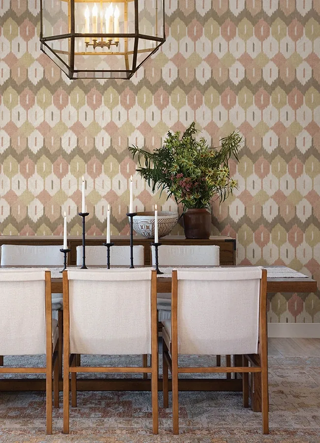 A-Street Prints Abilene Apricot Ikat Wallpaper - SKU 4147-27408