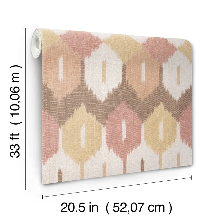 A-Street Prints Abilene Apricot Ikat Wallpaper - SKU 4147-27408